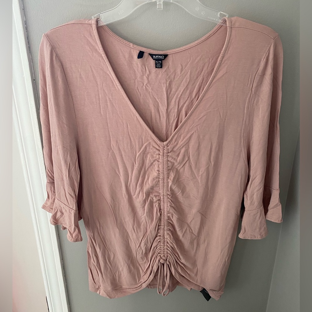 🔴 Buffalo David Bitton Dusty Pink Ruched Shirt